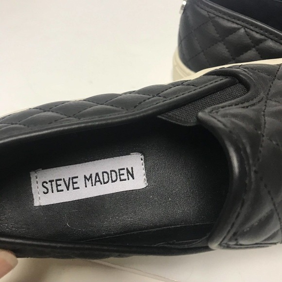 Steve Madden Ecentrcq Shoes Womens 5 Black Blush Quilted Slip On Tennis Shoe - Picture 9 of 11
